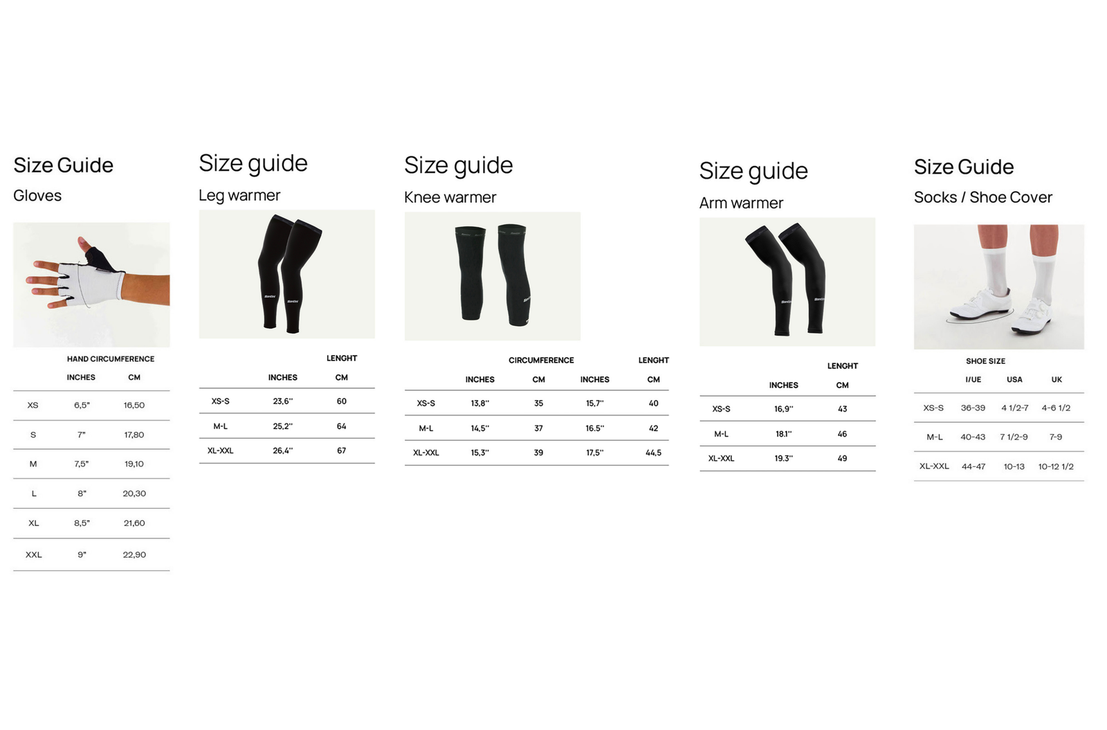 Santini Cycling sizing chart 4