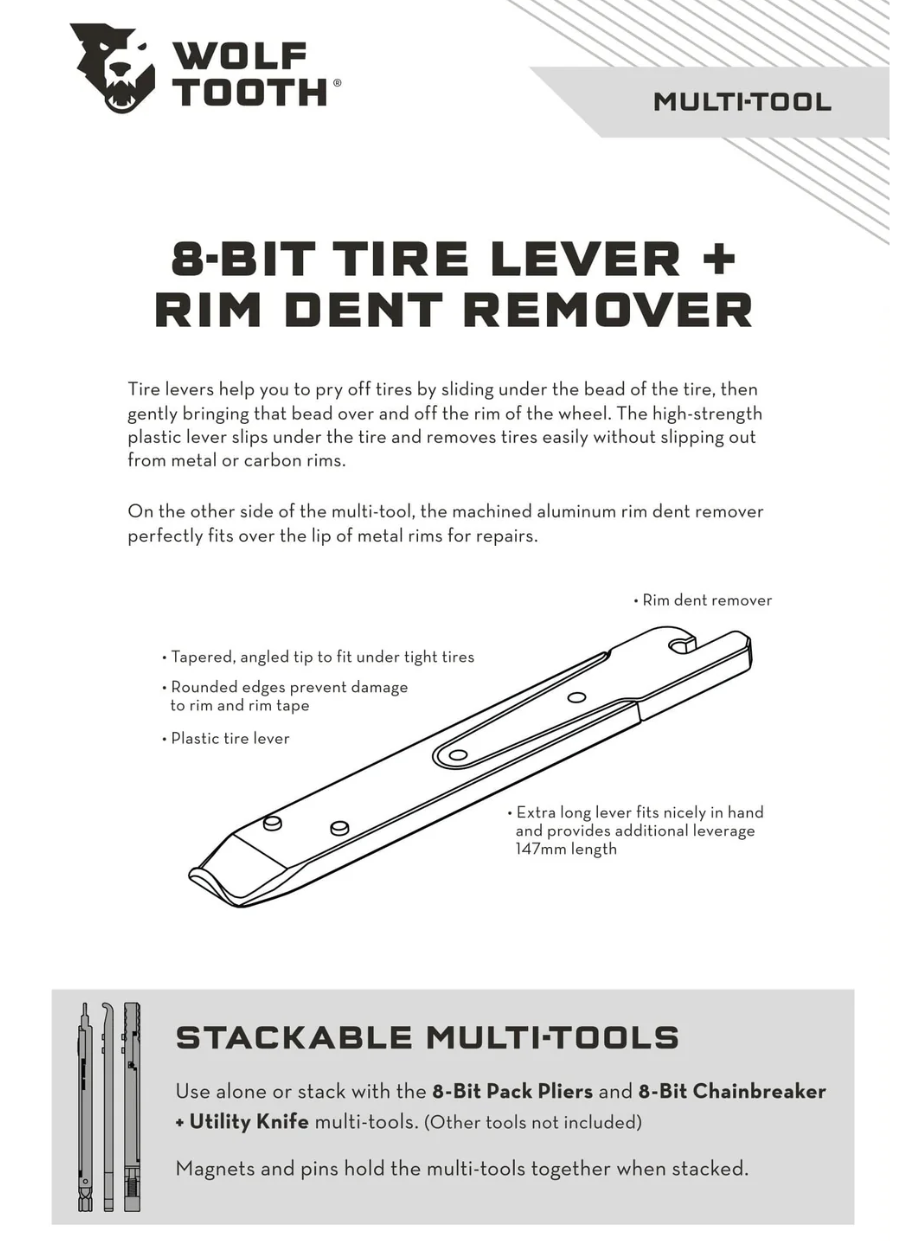 Wolf Tooth | 8 Bit Tire Lever + Rim Dent Remover Multi Tool