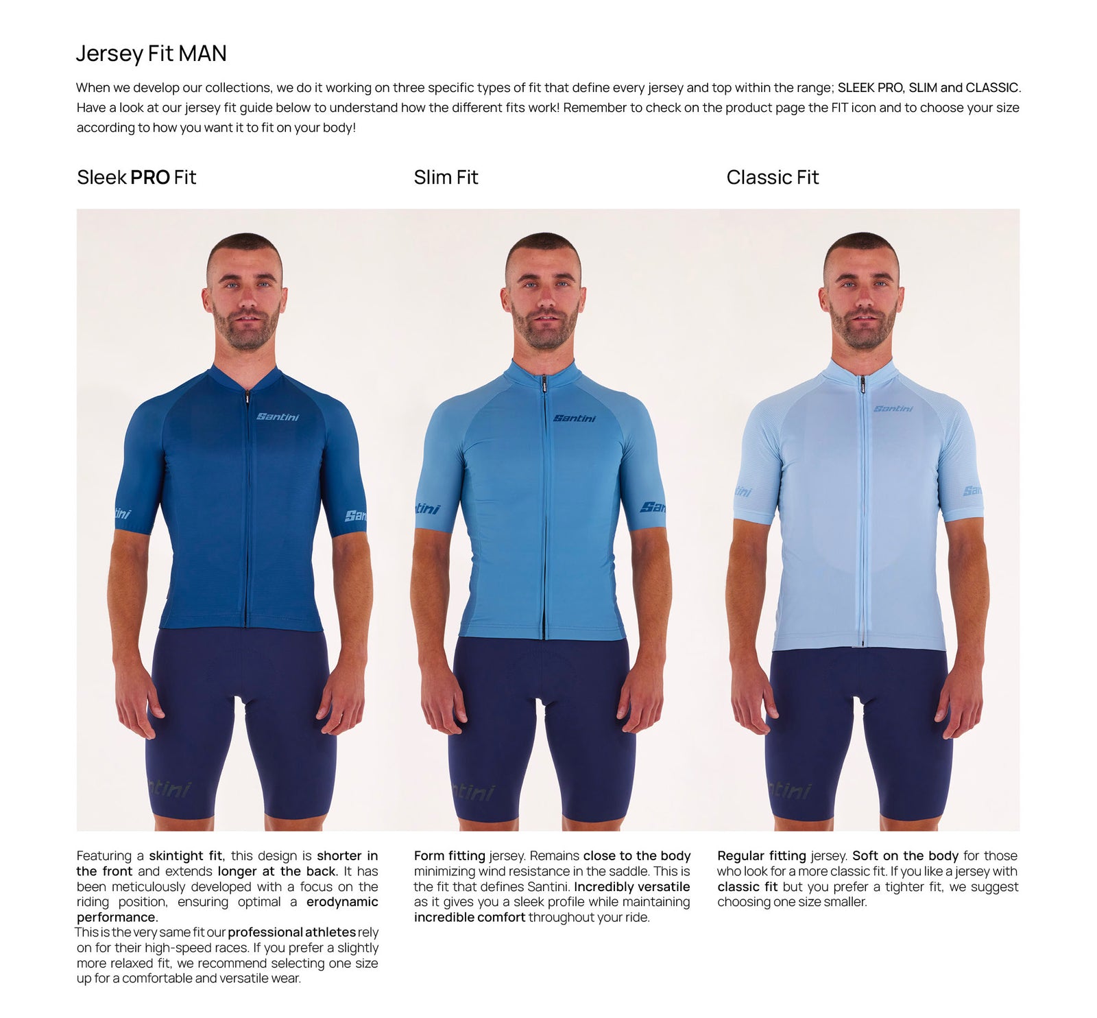 Santini Cycling sizing chart 2