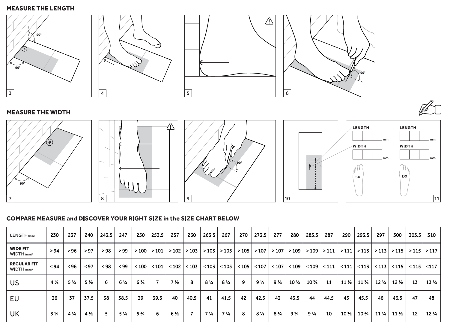 Fizik sizing chart 1